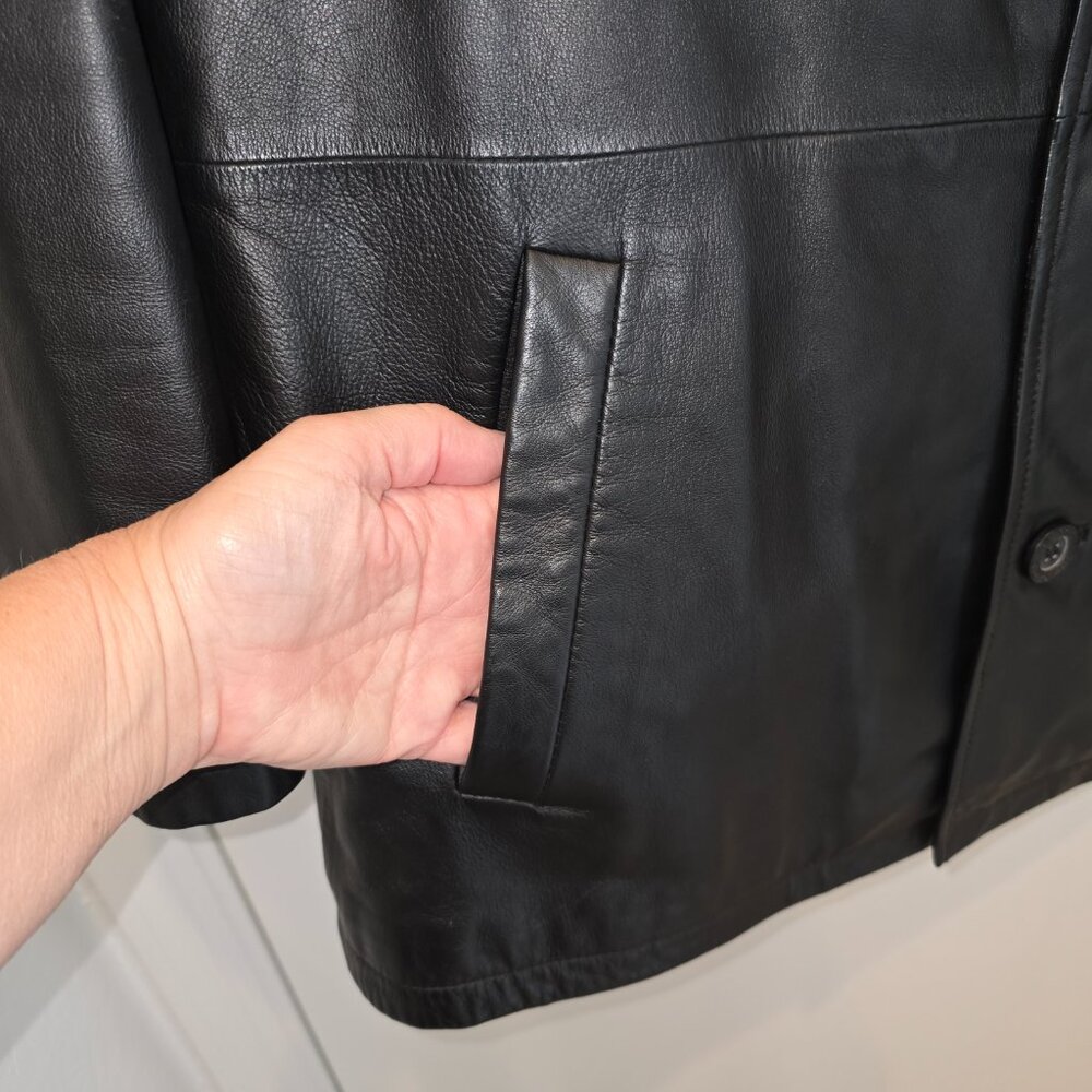 U.S. Polo Assn. Black Leather Jacket Men's Medium Outerwear Quilted Lining - Picture 4 of 16